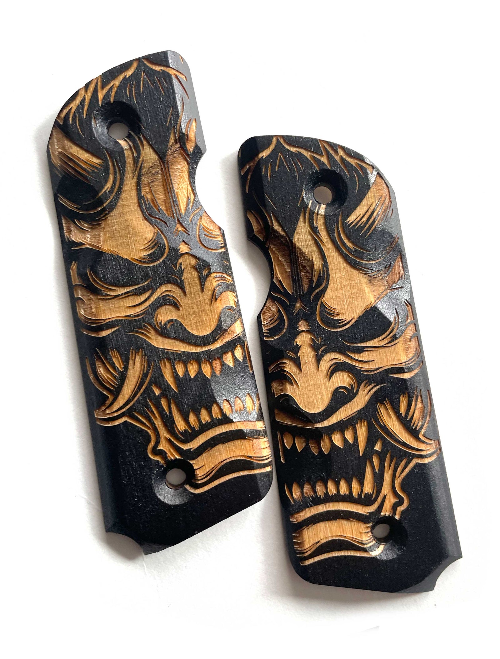 "HANYAZ" 45-STYLE Grips -BLACK STAIN