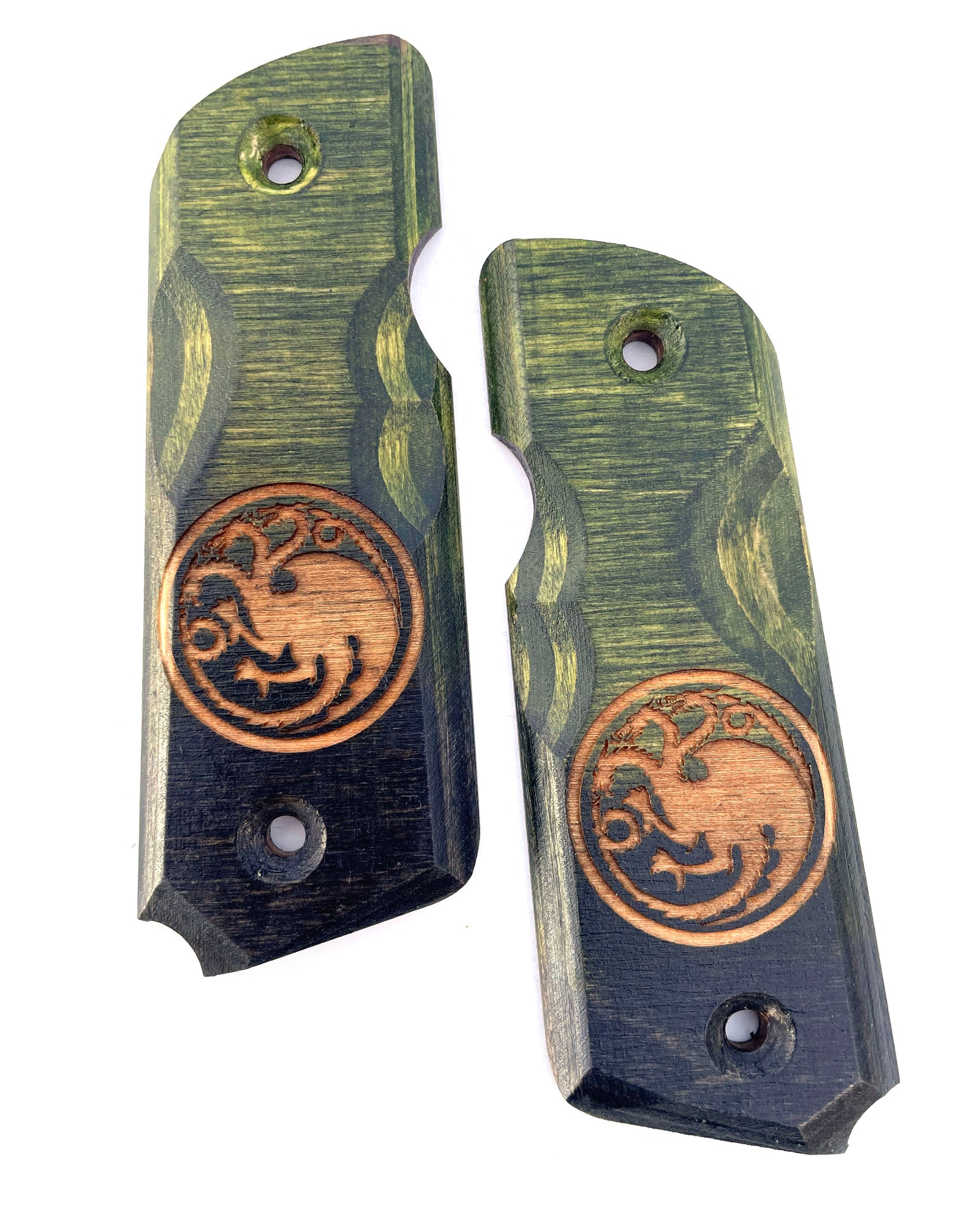 "TARGA" 45-STYLE Grips OLIVE BLACK STAIN 1 OF 1