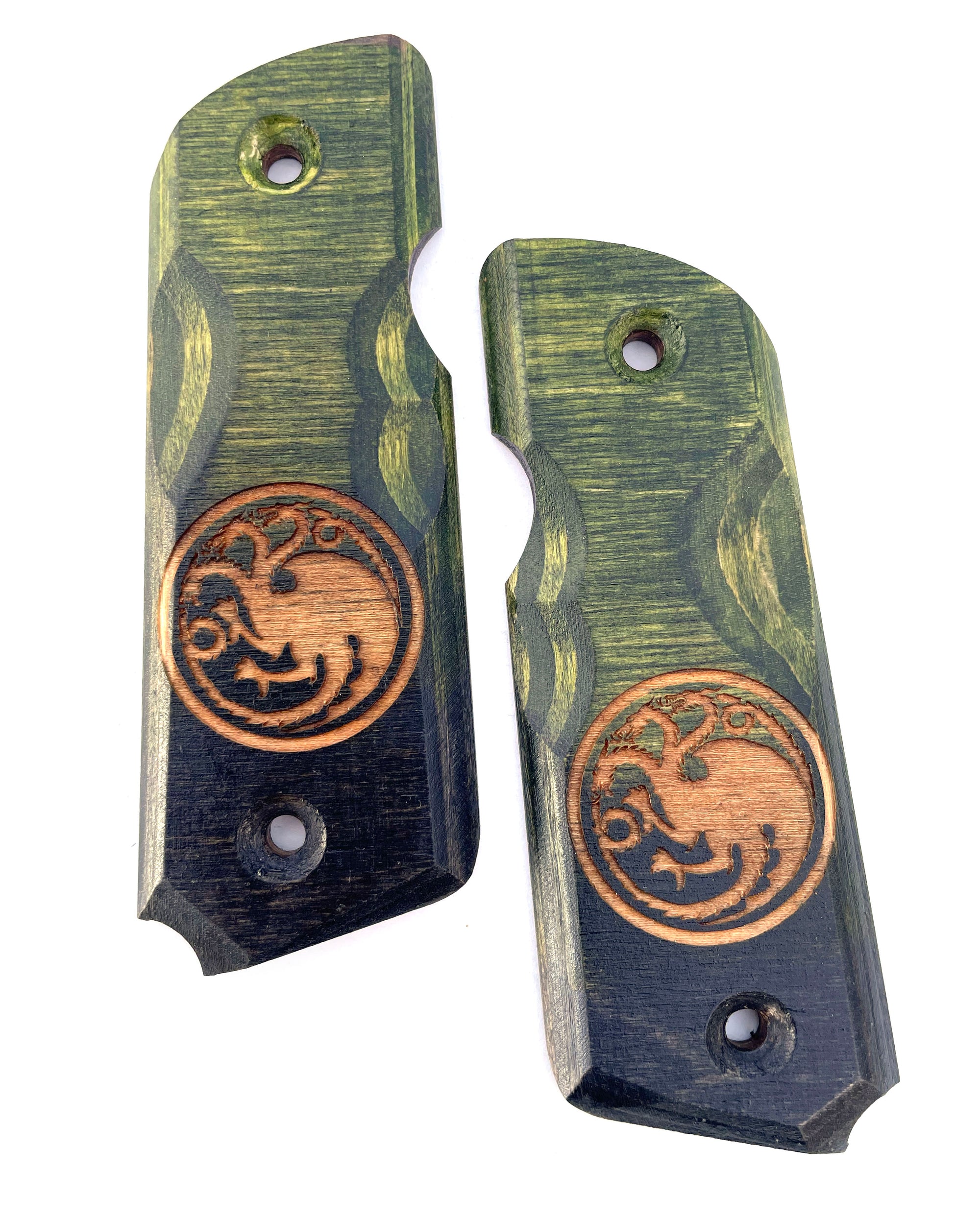 "TARGA" 45-STYLE Grips OLIVE BLACK STAIN 1 OF 1