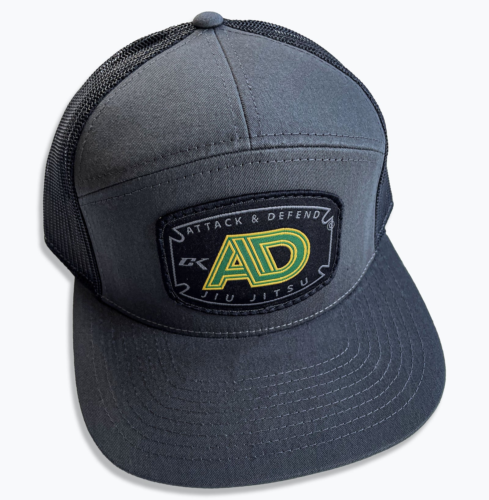 NEW ATTACK & DEFEND 7 PANEL CAP "BJJ" GRAY
