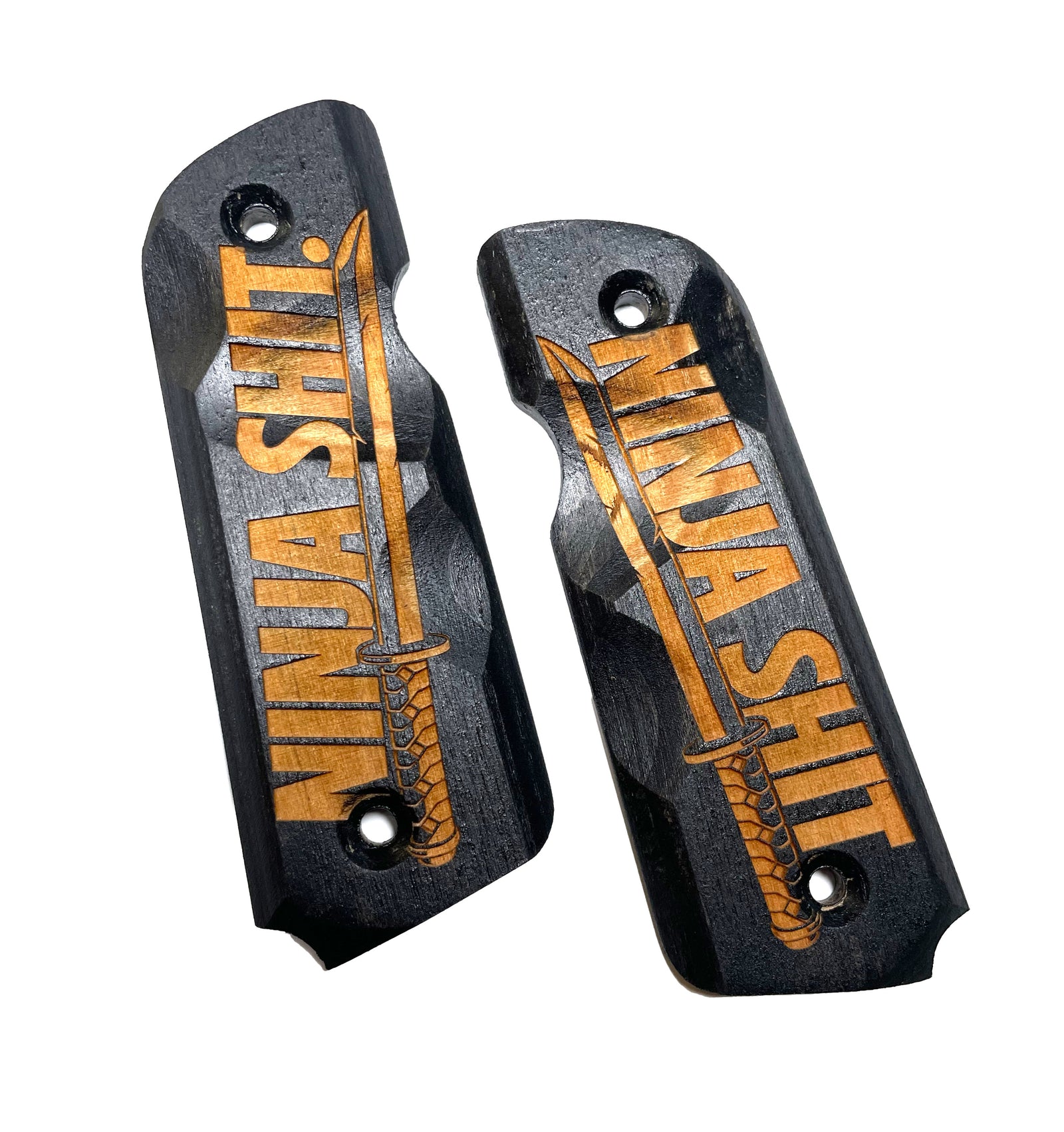 "NEENJA" 45-STYLE Grips -BLACK STAIN