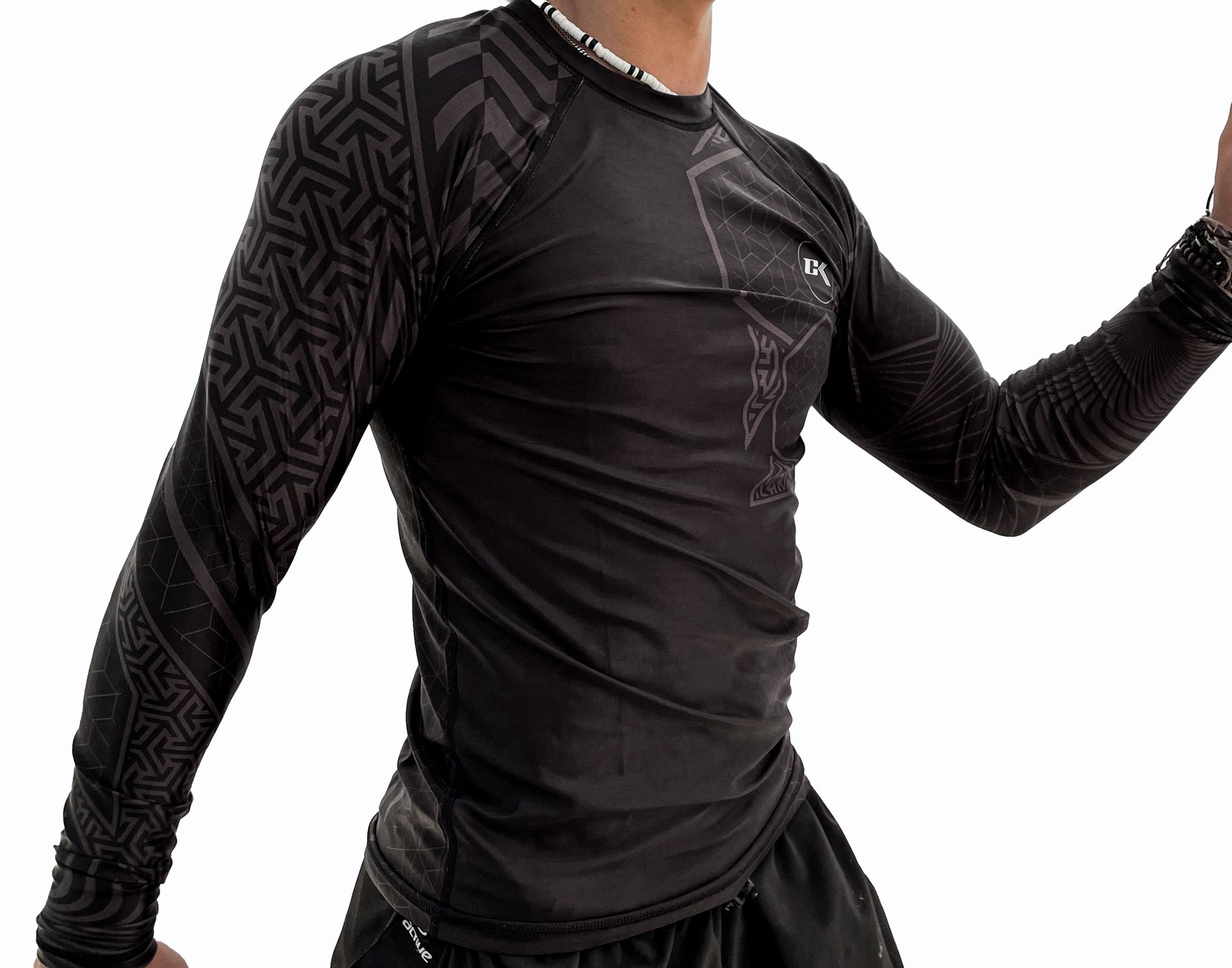 NEW 2023 CK Kids Vertigo Rash Guard - BLACK/GRAY - CK Fight Life